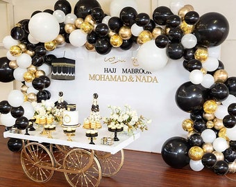 120pcs Balloon Arch Garland Kit Black White Gold Etsy
