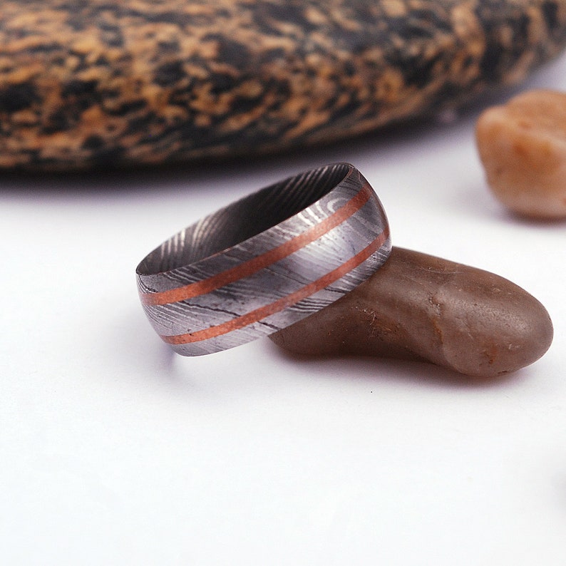 Custom Handmade Damascus Steel Copper inlay Wedding Damascus Etsy