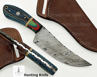 Skinner Knife,Handcrafted Viking Knife, Damascus Steel Blade, Anniversary Gift, Fixed Blade Knife, Easter Gift