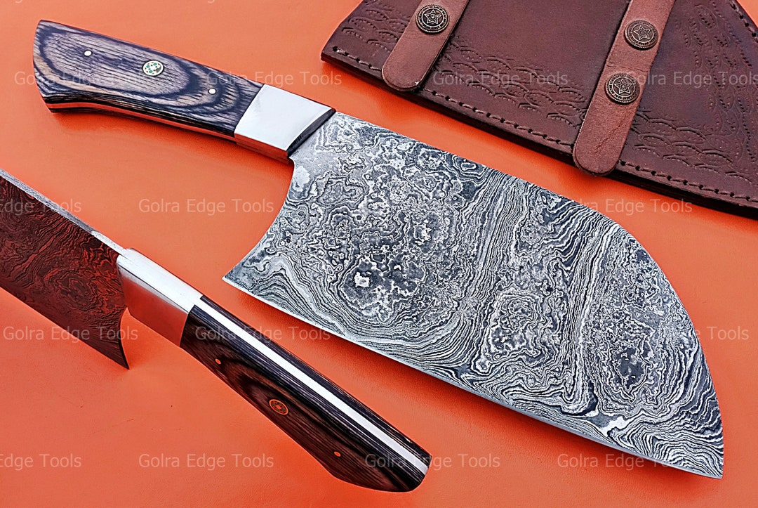 Damascus Steel Handmade Cleaver Meat Cleaver Christmas Etsy