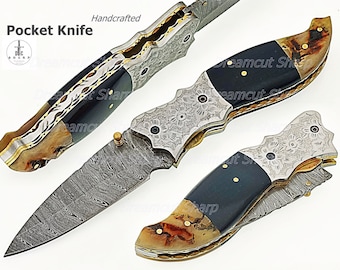 Handcrafted Damascus Steel Knife, Mother's Day Gift, Anniversary GIft, Birthday GIft, Camping Knife, Outdoor Carry Size, Best GIft Item