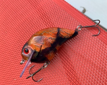 Howell Custom Lures - pumpkin craw - custom painted fishing lure