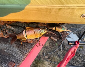 Handmade Multi Jointed Swimbait: Electric Green Sunny Lure, 5