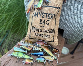 Mini Fishing Lure Mystery Bag - 3 Pack Hand Painted Crankbait Jerkbait Popper Gift