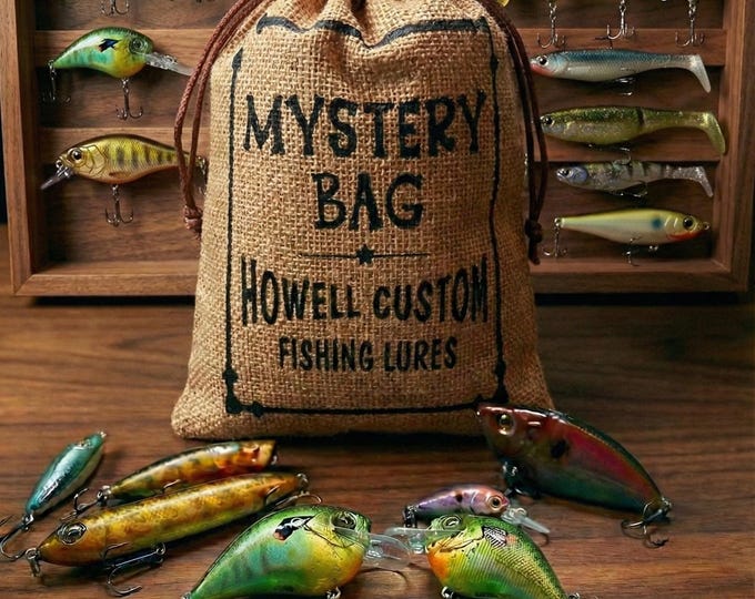 The Fishing Lure Mystery Bag - Handmade Crankbait Swimbait Bag - Pick Your Size - Gift Box