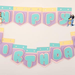 Happy Birthday Banner,bluey Dog Birthday Banner, Bluey Birthday Banner, Blue Dog Birthday Party Banner, Bluey Birthday Decor, Bluey Birthday