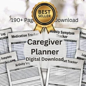 Caregiver Planner Printable | Dementia & Alzheimer's Care Planner, Medication And Appointment Tracker | 190-Page Instant Download