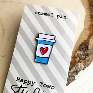 Heart Coffee Cup Enamel Pin - Happy Town Studio
