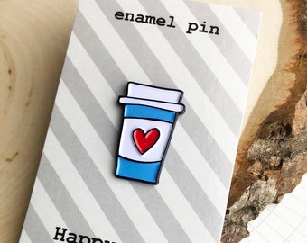 Heart Coffee Cup Enamel Pin - Happy Town Studio