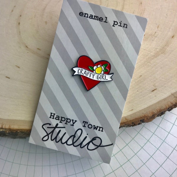 Crafty Girl Heart Enamel Pin - Happy Town Studio