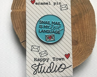 Snail Mail Love Language Enamel Pin - Happy Town Studio