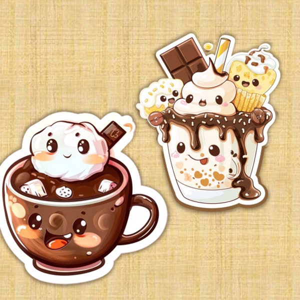 Hot chocolate sticker - 2 pack! These adorable cups of cocoa are ready to help you decorate a hot chocolate toppings bar or a charcuterie!