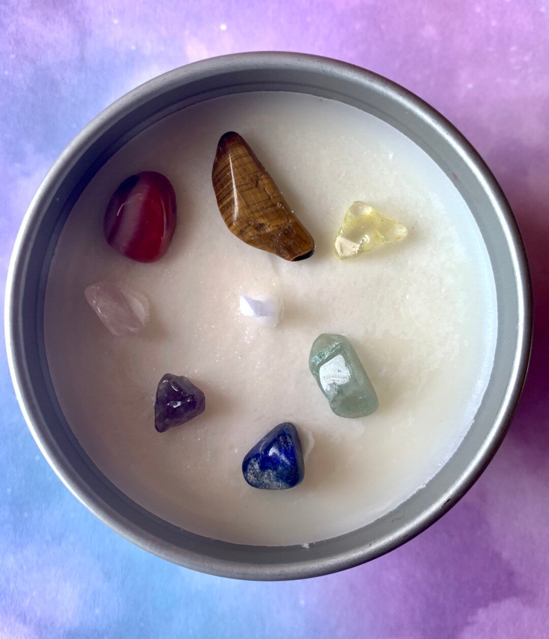 Chakra Balancing Candle: Crystal Infused Soy Wax Candle - Etsy