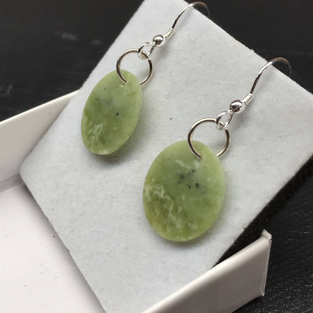 Scottish Marble Jewellery, Sterling Silver Marble Earrings, Handcarved