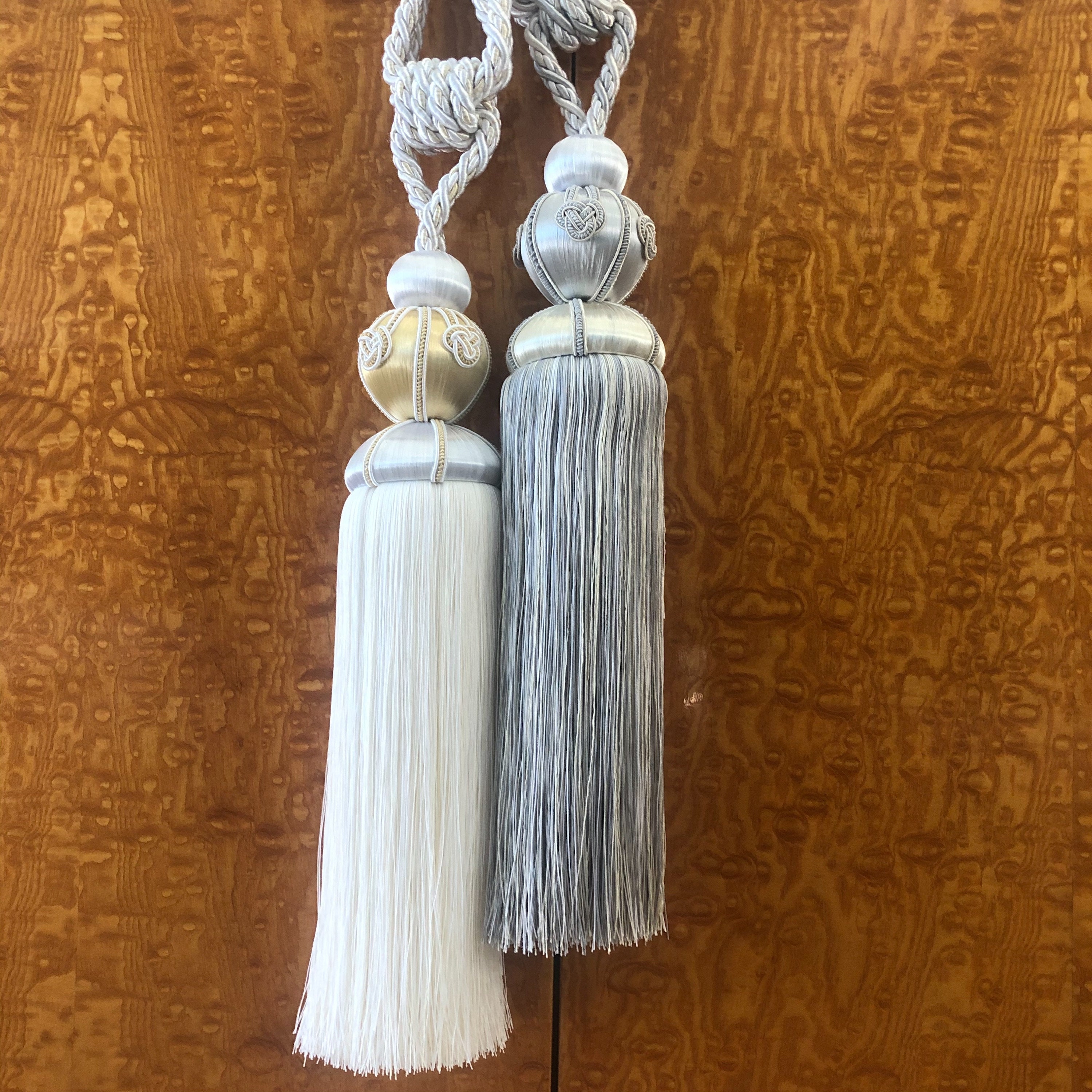 Luxury Curtain Tie Backs Grey & Whitegold Long Tassels 13 Etsy UK