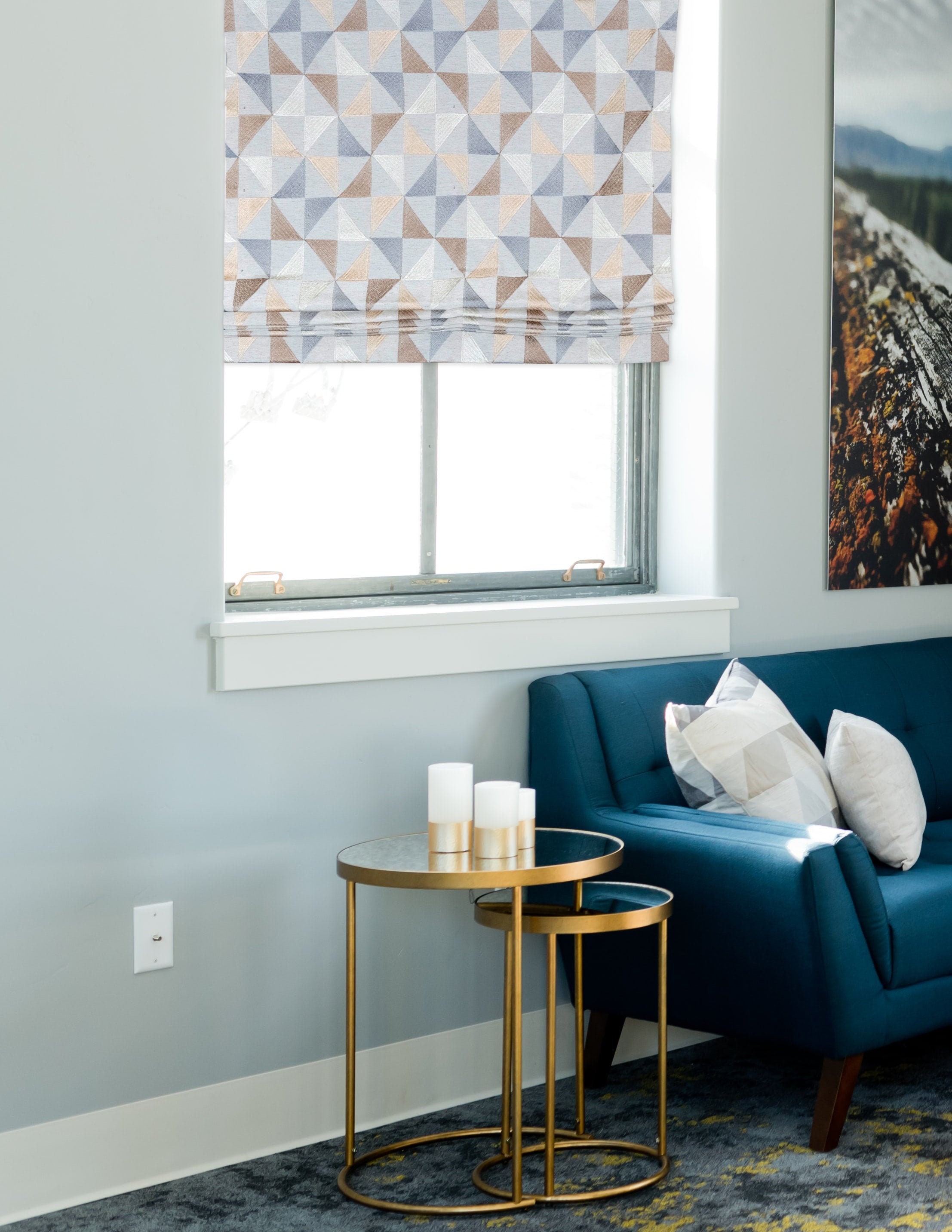 Cordless Geometric Roman Shades Linen Embroidered. Custom Etsy