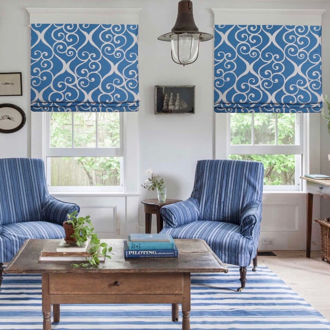 Custom Flat Roman Shade Made to Order Blue Turquoise Flat Etsy.de