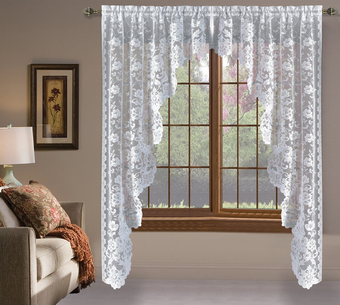 Swag curtains for living room discount
