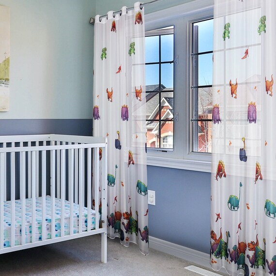 Dinosaurs Curtains Baby Boy/girl Room Window Curtain Nursery Etsy