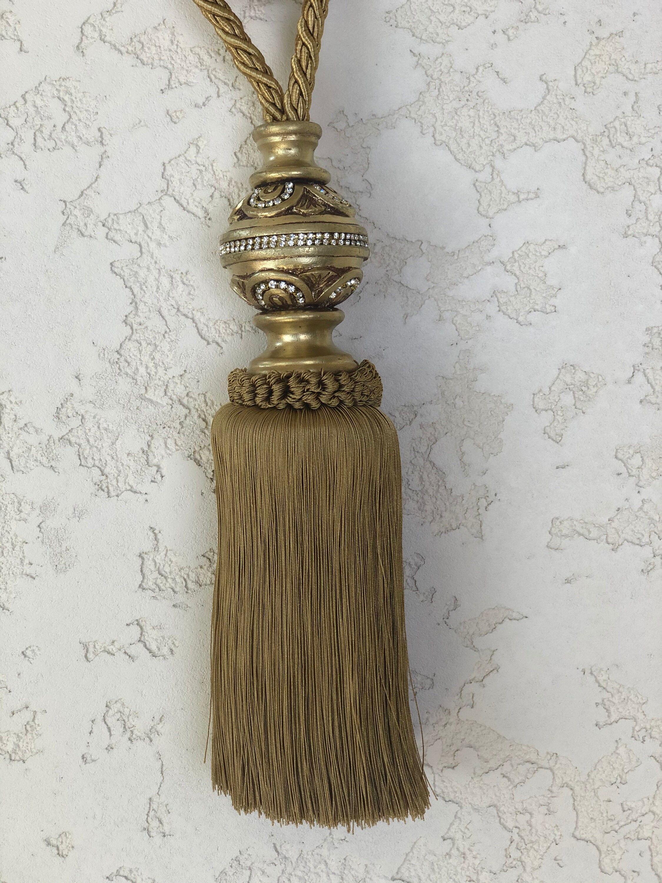 Luxury Curtain Rhinestone Tie Backs Elegant French Tassels Etsy