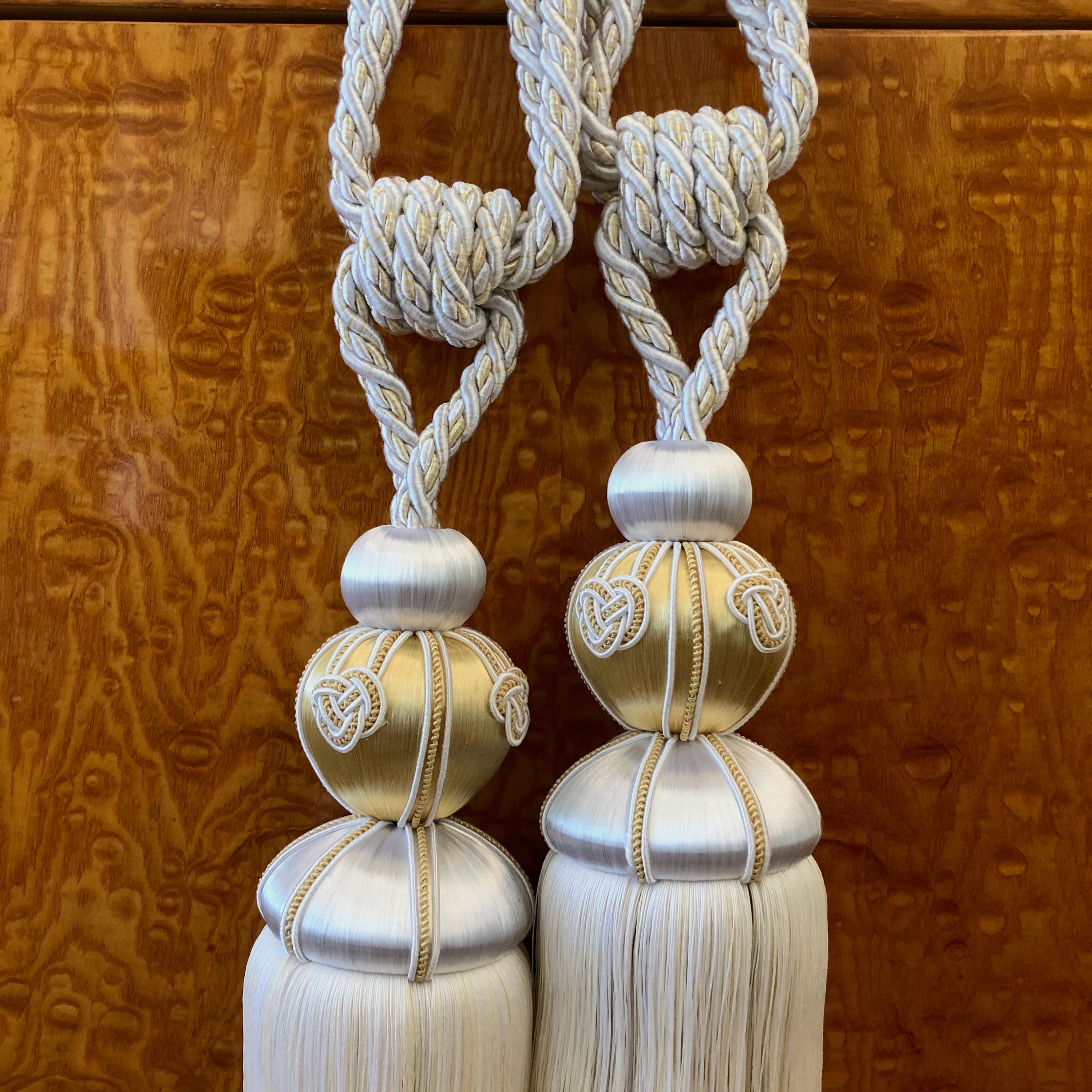 Luxury Curtain Tie Backs Grey & Whitegold Long Tassels 13 Etsy UK