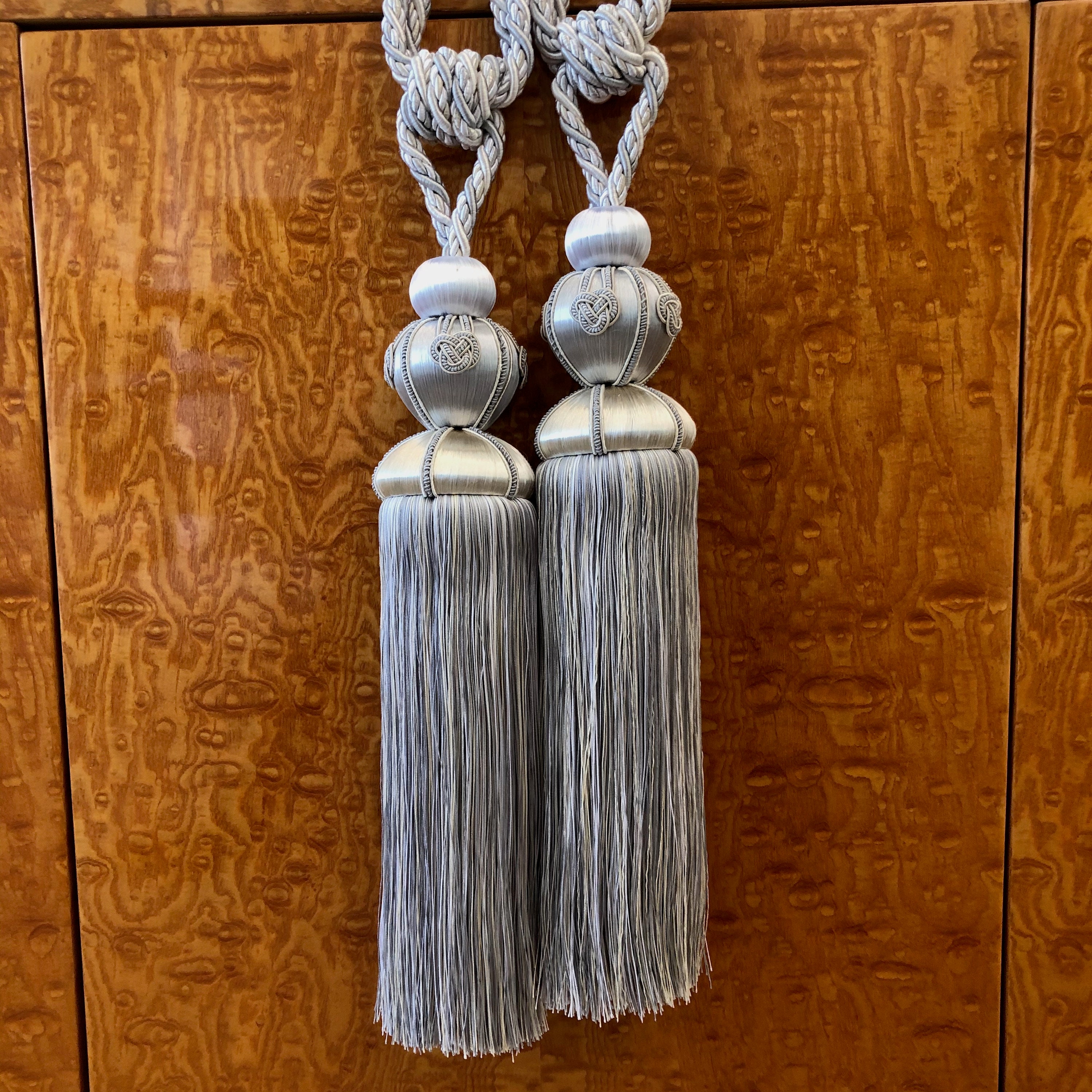 Luxury Curtain Tie Backs Grey & Whitegold Long Tassels 13 Etsy UK