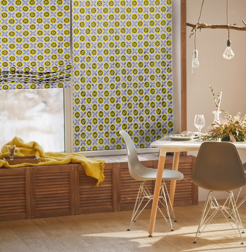 Cordless Floral Roman Shades Linen Embroidered. Custom Size Etsy