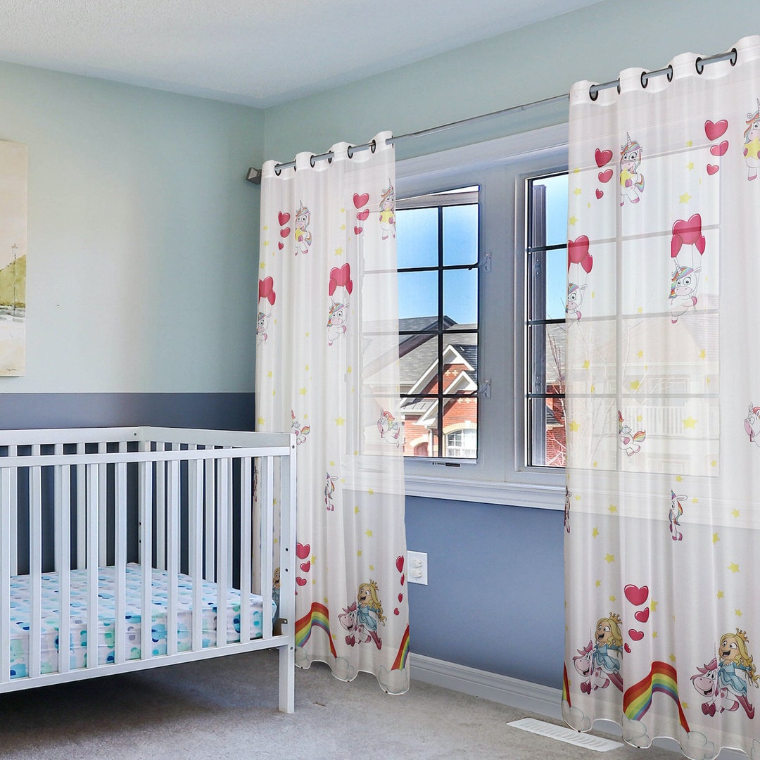 Unicorn Princess Curtains, Baby Boy/girl Room Window Curtain, Nursery