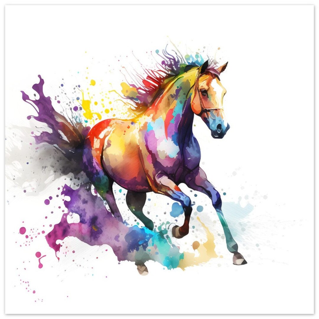 Beautiful Watercolor Horse Photo Art Paper Poster, Wall Art Horse Lover ...