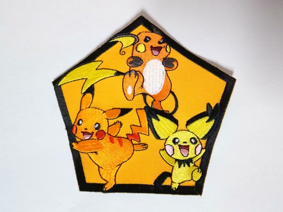 Pokemon Pikachu Thunder Evolution Custom 5 Inch Embroidered Iron Onsew On Patch Patches Limited Edition Pichu Raichu Pokemon