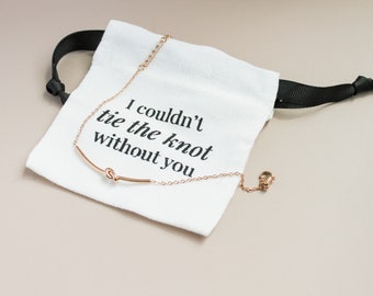 Bridesmaid Proposal Gift Bundle - Tie the Knot Bracelet and Organic Cotton Bag