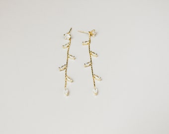 S925 Sterling Silver Gold Plated Dangle Earrings – Bridal Wedding Jewelry