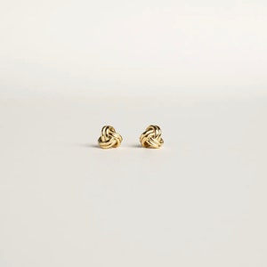 Love Knot Stud Earrings Timeless Elegance in Sterling Silver and 18K Gold image 3