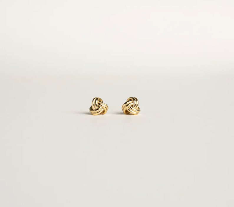 Love Knot Stud Earrings Timeless Elegance in Sterling Silver and 18K Gold image 3