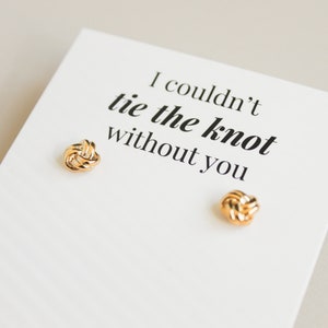 Love Knot Stud Earrings Timeless Elegance in Sterling Silver and 18K Gold image 2