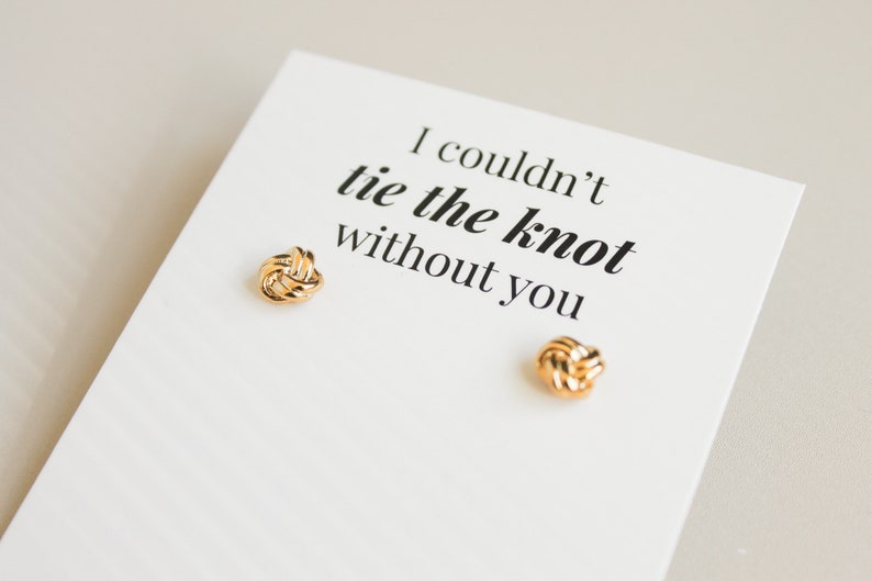 Love Knot Stud Earrings Timeless Elegance in Sterling Silver and 18K Gold image 2