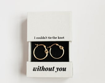 Tie the Knot Jewelry Box Set - Bridesmaid Proposal Gift - Will You Be My Bridesmaid - Includes Tie the Knot Hoop Earrings