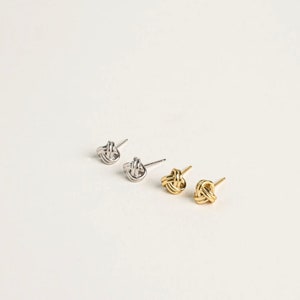 Love Knot Stud Earrings Timeless Elegance in Sterling Silver and 18K Gold image 5