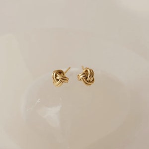 Love Knot Stud Earrings Timeless Elegance in Sterling Silver and 18K Gold image 4