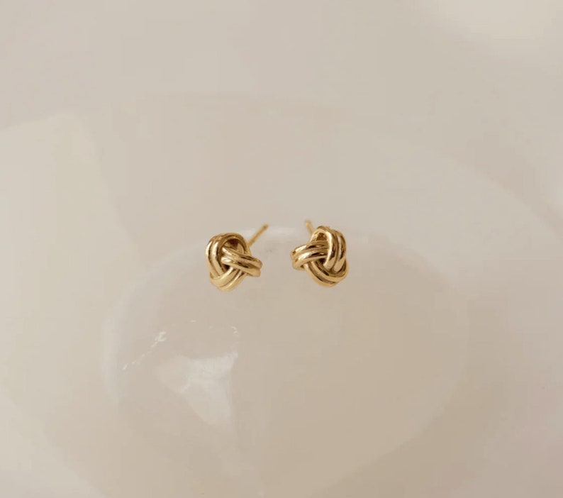 Love Knot Stud Earrings Timeless Elegance in Sterling Silver and 18K Gold image 4