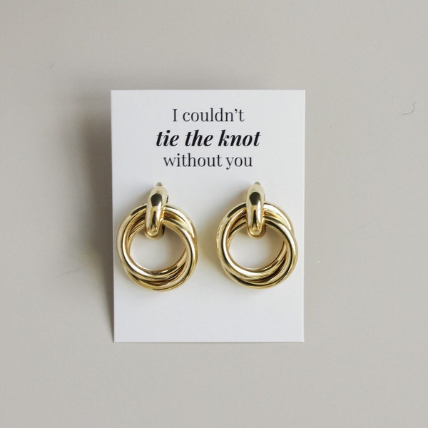 18k Gold Plated Chunky Knot Earring, Bridesmaid Proposal Earring, Dangle Earrings, Statement Earrings, Large knot earring