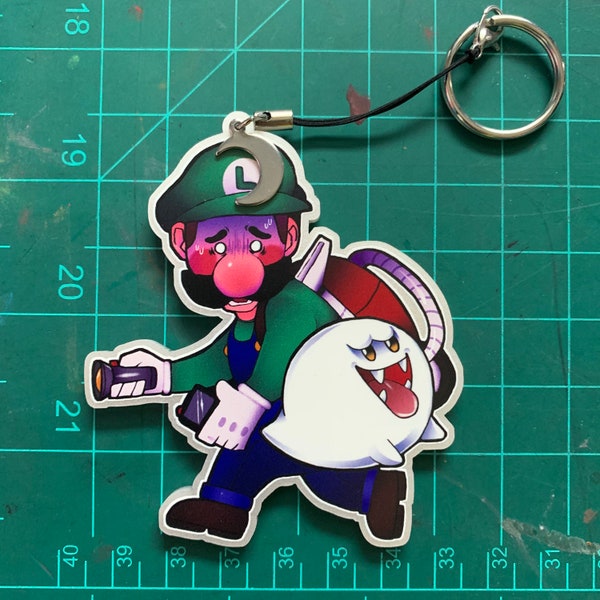 Luigi's Mansion Keychain / Silver Metallic One-Sided Charm