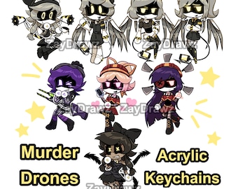 Murder Drones - Acrylic Keychains // Uzi, N, V, J, Cyn, Doll, and Lizzy