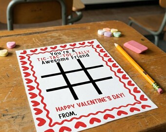 Tarjeta de San Valentín de tres en raya / Intercambio para niños en el aula (Descarga en PDF)