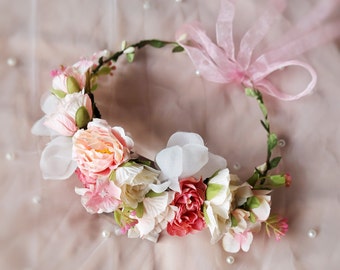 Boho Wedding Crown Flower Girl Crown Headpiece Bohemian Floral Hair Wreath Headband Women Hair Piece Wedding Hair Accessories