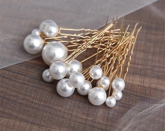 White Pearl Hair Pins Wedding Style, Bride Hair Accessories, Hair Accessories For Bride Bridesmaids, Pearl Bobby Pins Gold Silver