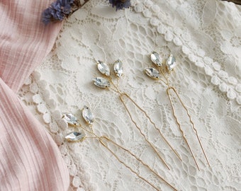 Gold Crystal Hair Pins Bridal Hair Accessories