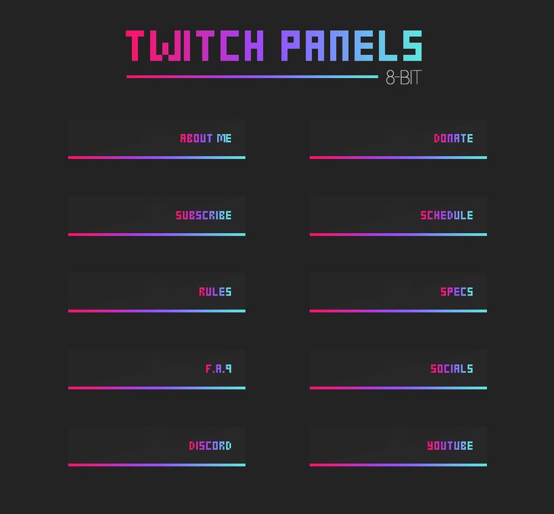 8-Bit Twitch Panels: Pixel Retro Nostalgic Minimalist | Etsy