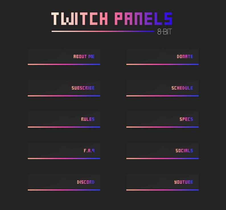 8Bit Twitch Panels Pixel Retro Nostalgic Minimalist Etsy