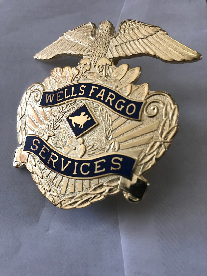 Vintage Wells Fargo Security Services Hat badge Etsy